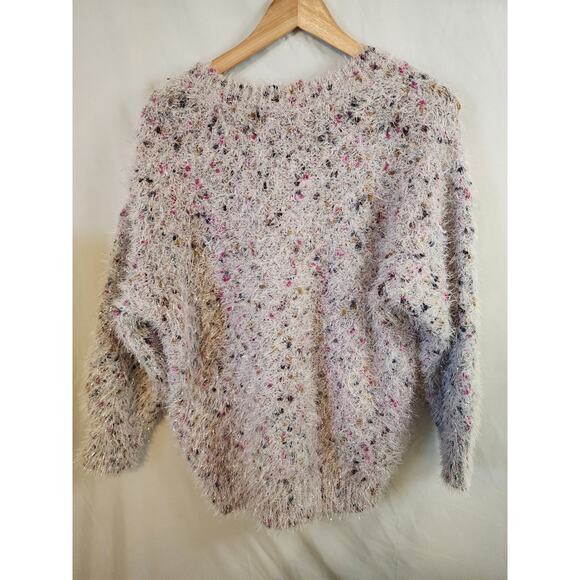 OLIVER.O Women's Soft Fuzzy Chunky Sweater w Silver Accents Retro Festive SMALL - Picture 2 of 7